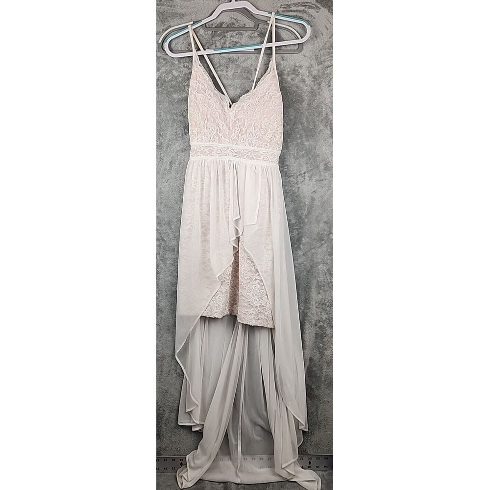 Morgan & Co Prom Dress Womens Size 10 White Y2K Sparkle Strappy Princess‎
